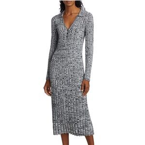 Elie Tahari Black and White Knit Midi Dress